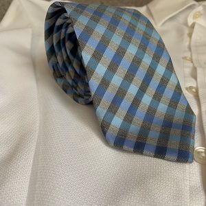 J. Ferrar plaid blue and gray tie